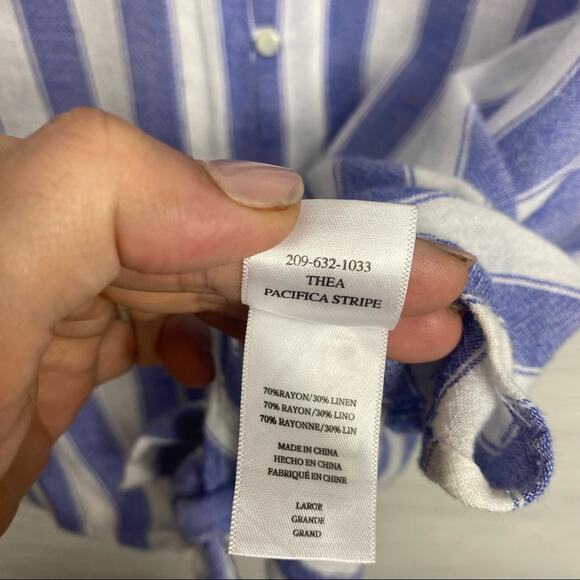 Rails Thea Button Down Top Tie Up in Pacifica Stripe Lage - Picture 7 of 10